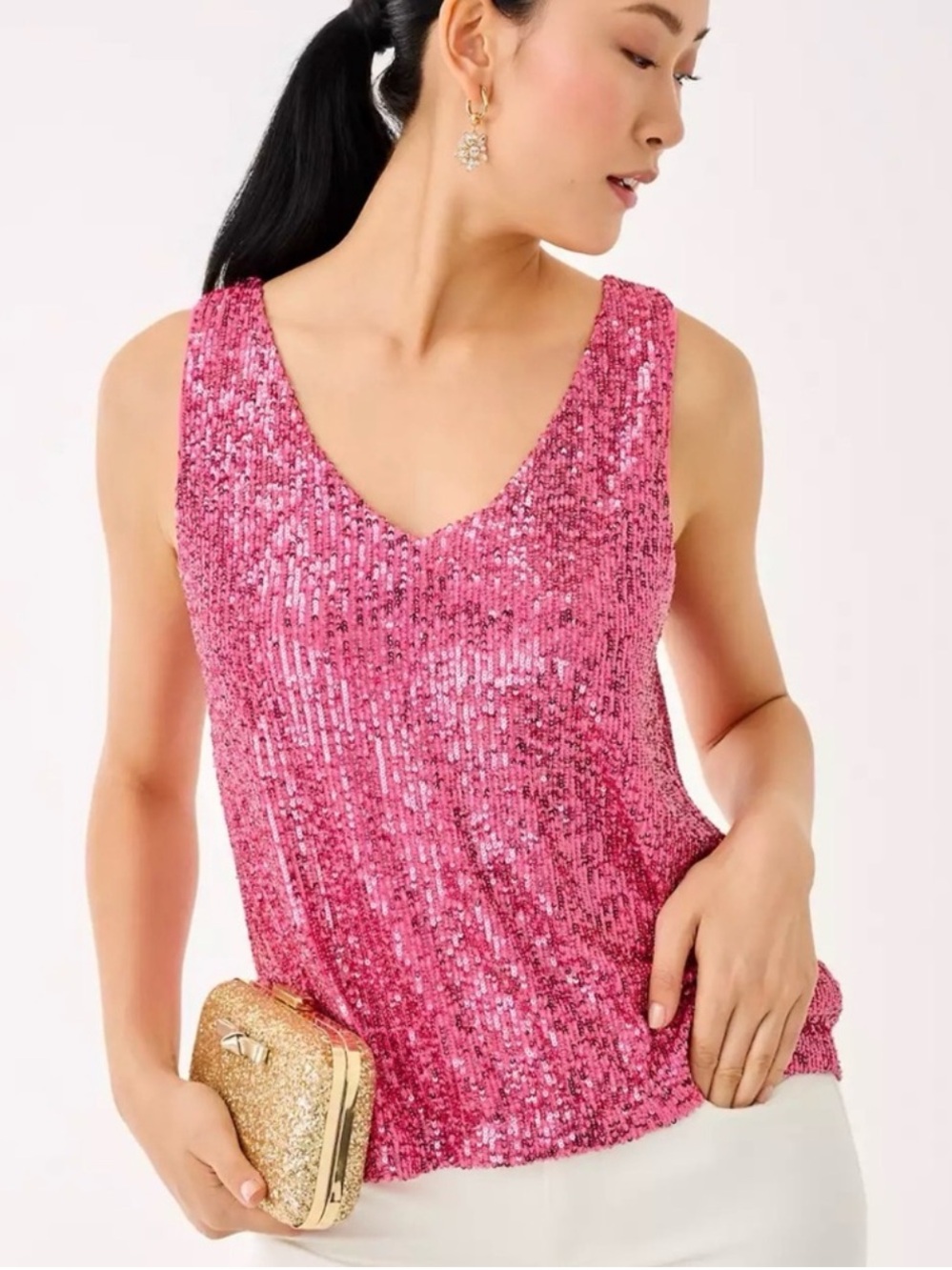 NWT Lilly Pulitzer Jaret Sequin Knit Top Sun Shell Pink S - Picture 2 of 5